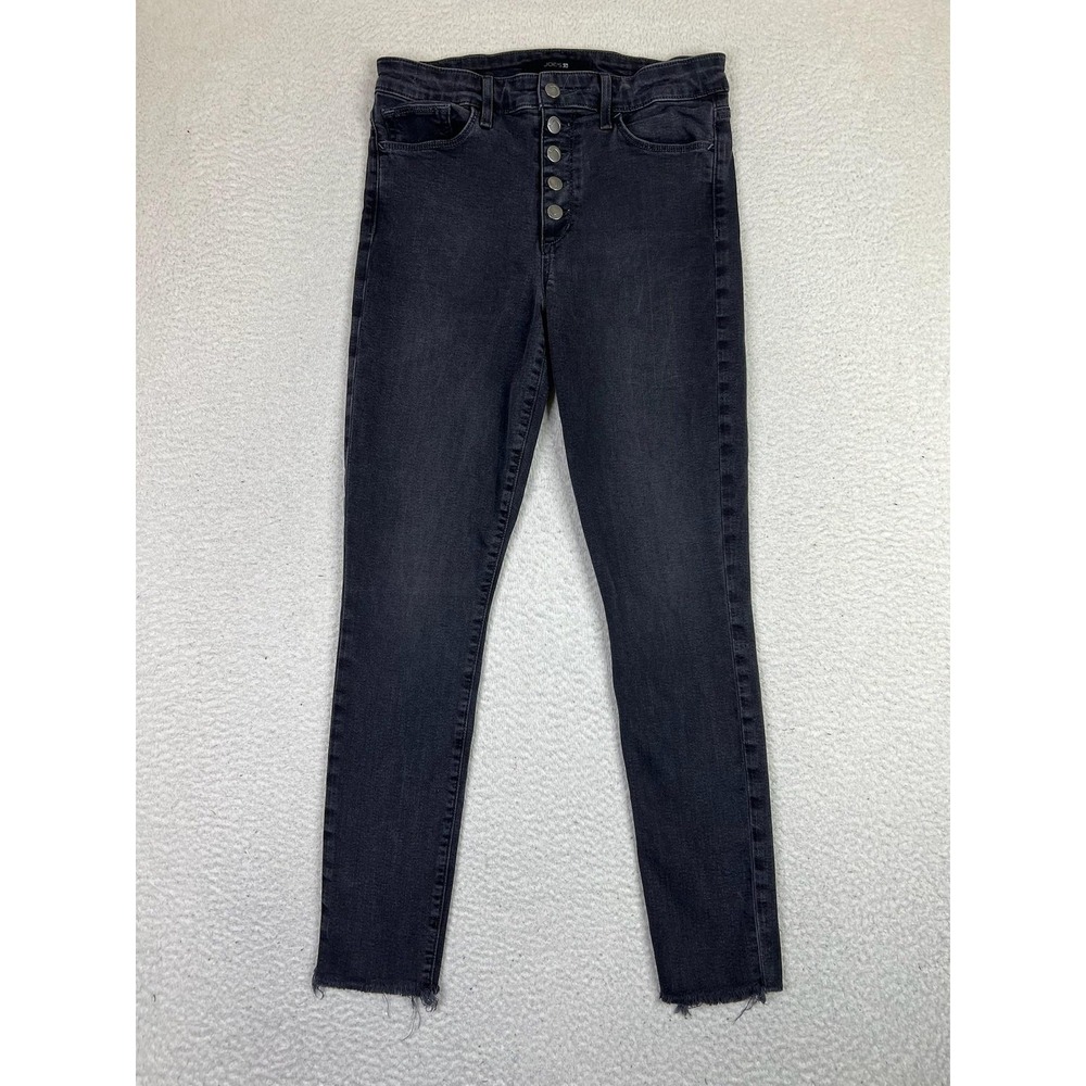 Joe's Jeans Womens 29 Black High Rise Skinny Ankle Sweetzer Button Fly Raw‎ Hem